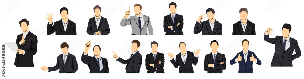 businessman half isolated set collection on white background businessman half isolated set collection on white background
