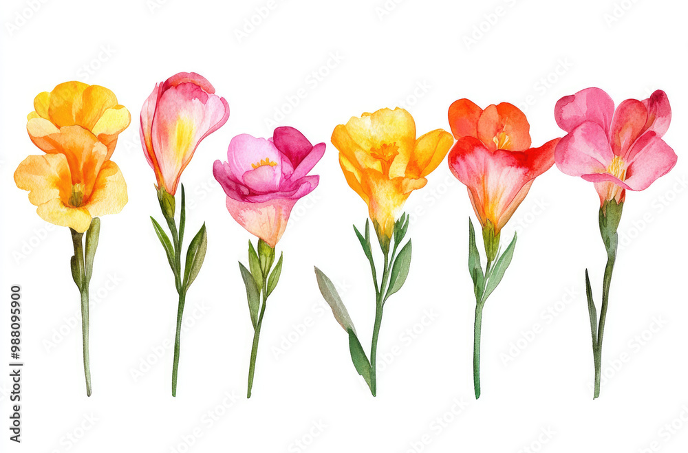 A Series of Freesia Flowers in Various Shapes for a Minimalistic and Elegant Floral Design