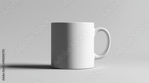 Minimalist White Ceramic Mug on Gray Background