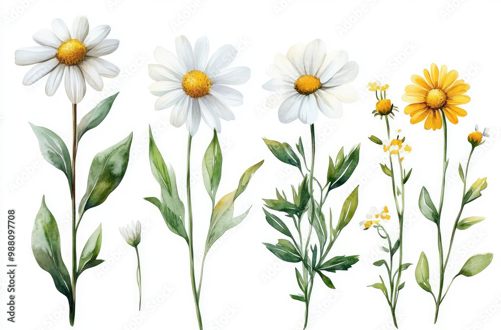 A Series of Wild Daisies in Various Forms for a Minimalistic and Natural Floral Decoration A Series of Wild Daisies in Various Forms for a Minimalistic and Natural Floral Decoration