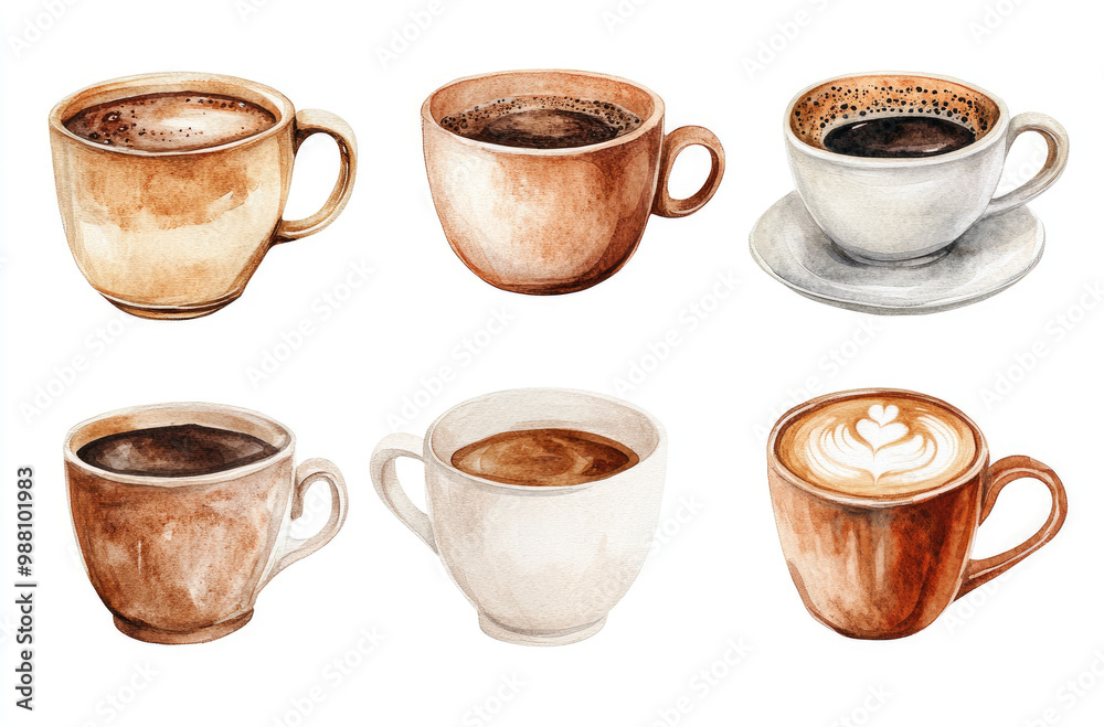 A Variety of Coffee Cups in Different Sizes and Designs Perfect for Morning Inspiration A Variety of Coffee Cups in Different Sizes and Designs Perfect for Morning Inspiration