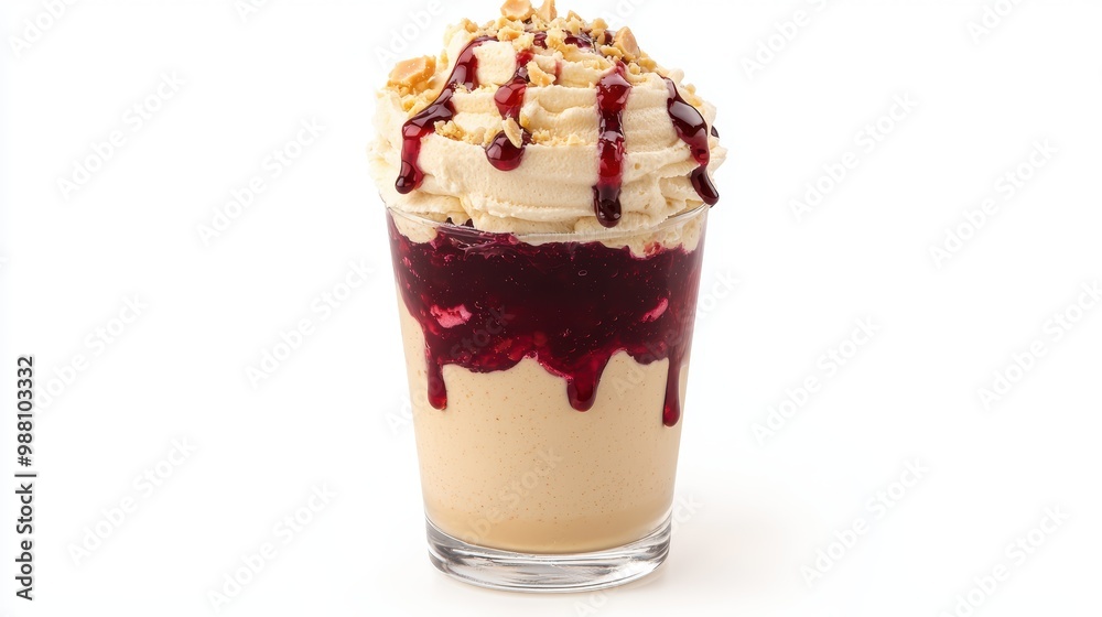 Delicious berry smoothie with whipped cream Delicious berry smoothie with whipped cream