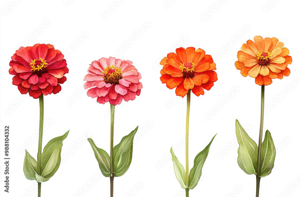 Obraz premium A Variety of Zinnia Blooms in Different Shapes and Colors for a Vibrant Floral Display