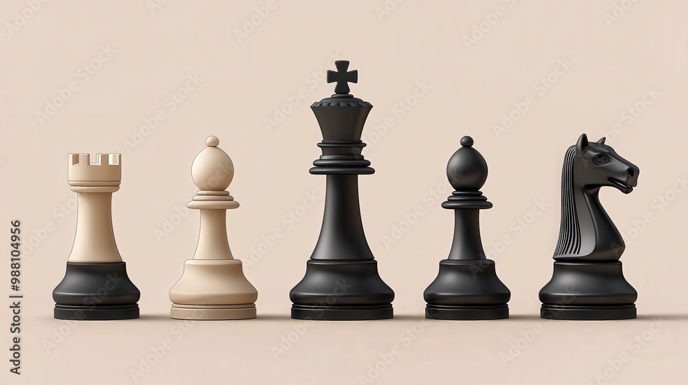 Strategic 3D Vector Chess Pieces Set with Detailed Designs Strategic 3D Vector Chess Pieces Set with Detailed Designs