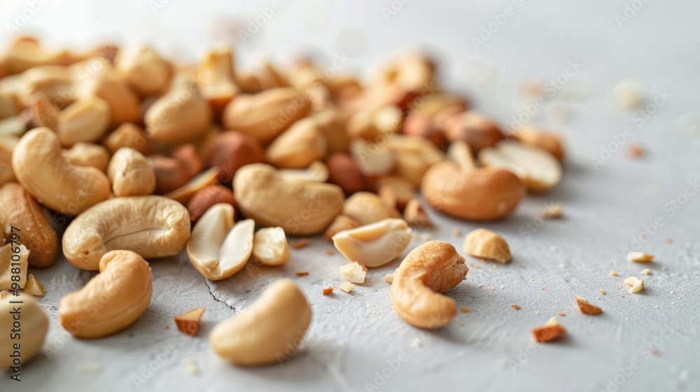 Cashews and Hazelnuts on a White Background Cashews and Hazelnuts on a White Background
