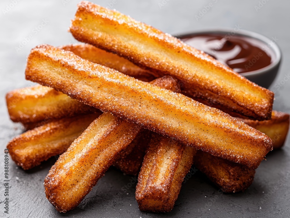 Delicious crispy french fries with dipping sauce Delicious crispy french fries with dipping sauce