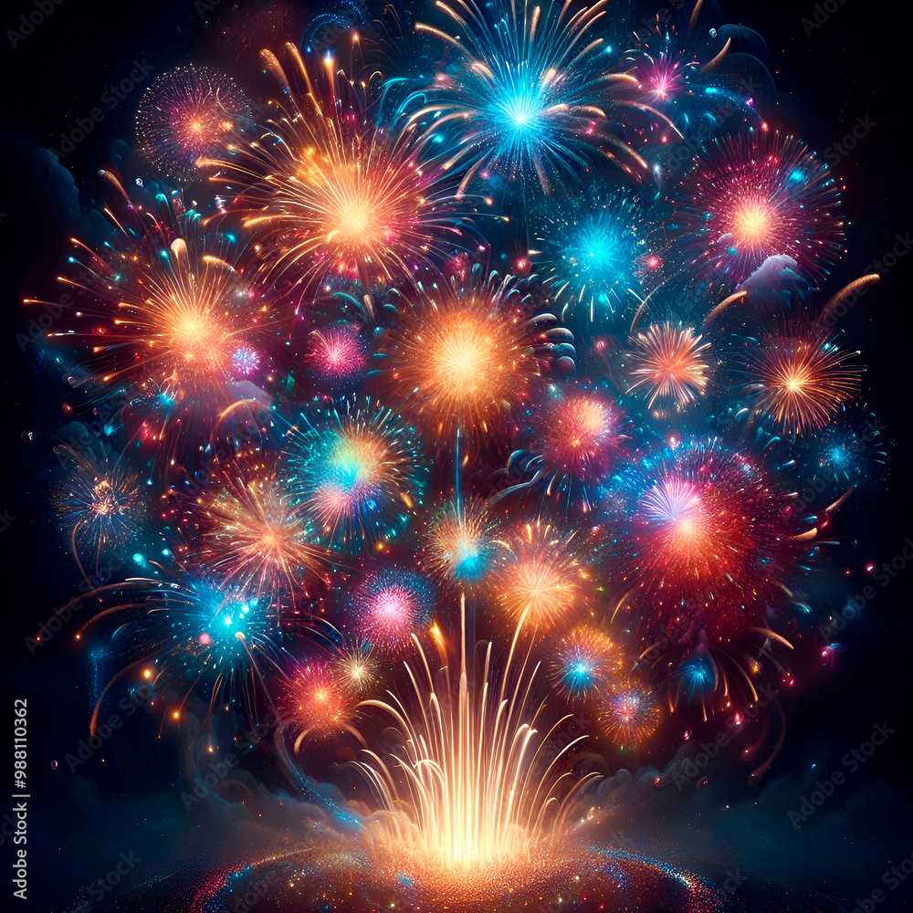 Fototapeta premium fireworks are seen in the sky over a city.