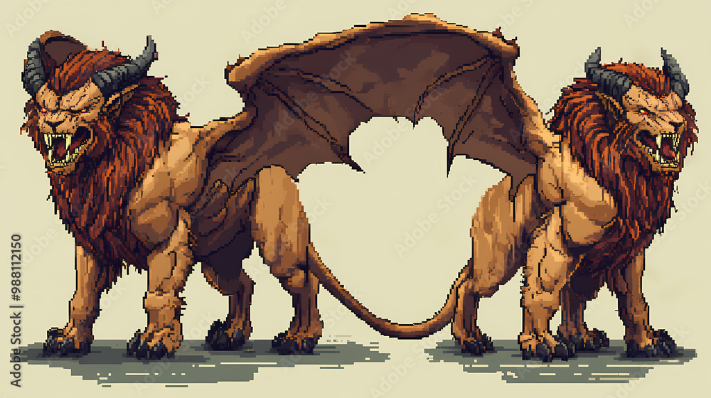 Pixel art manticore sprites for rpg game. Manticore. Illustration Stock ...