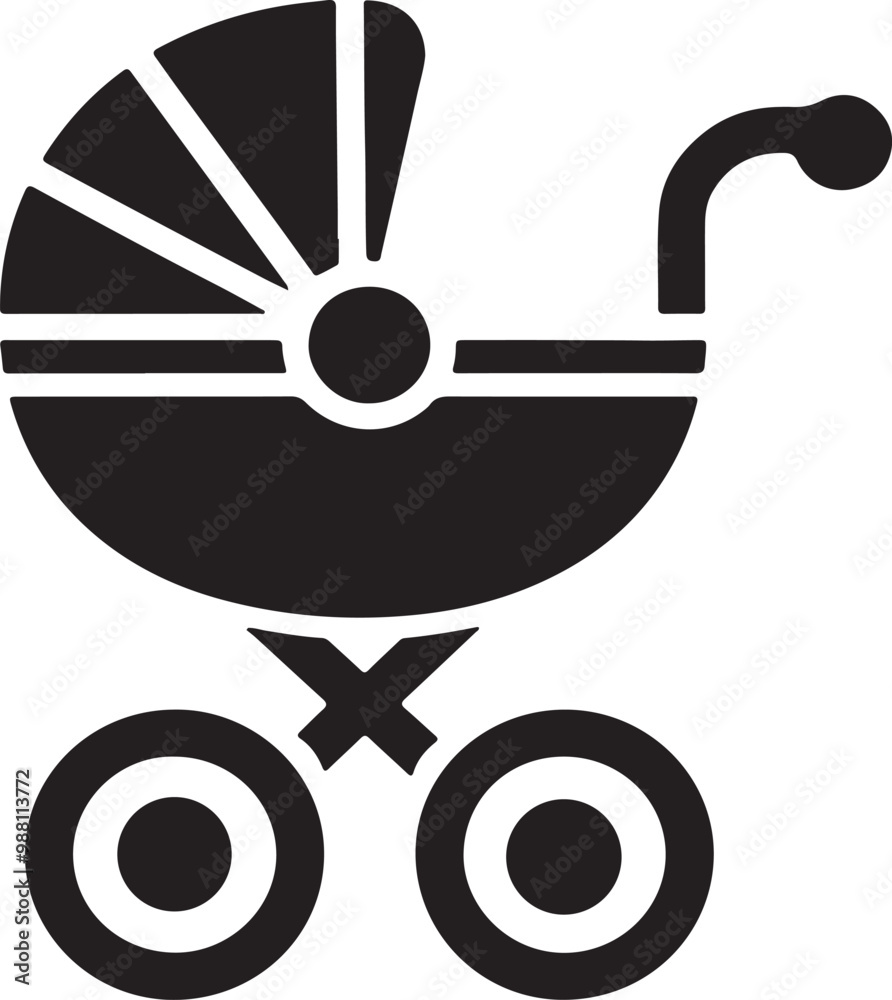 baby carriage silhouette, Black and White baby Carriage On the White background baby carriage silhouette, Black and White baby Carriage On the White background