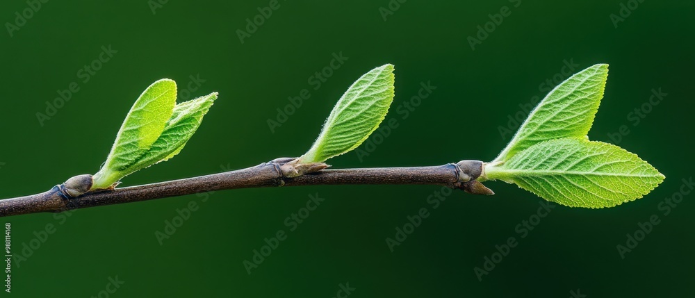 Vibrant green leaves on a branch. Vibrant green leaves on a branch.
