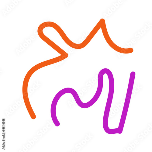 Orange purple squiggly lines abstract vectors