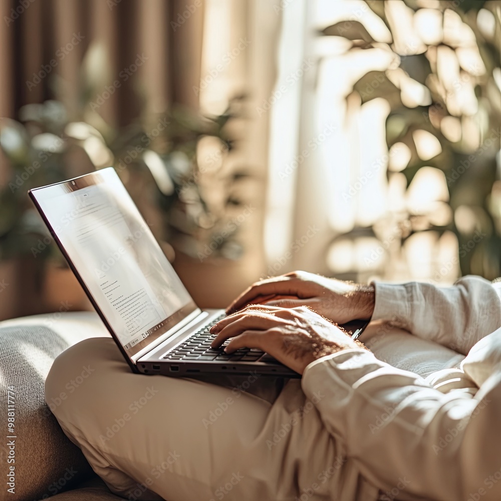 Obraz premium A person using laptop on e leag concept.