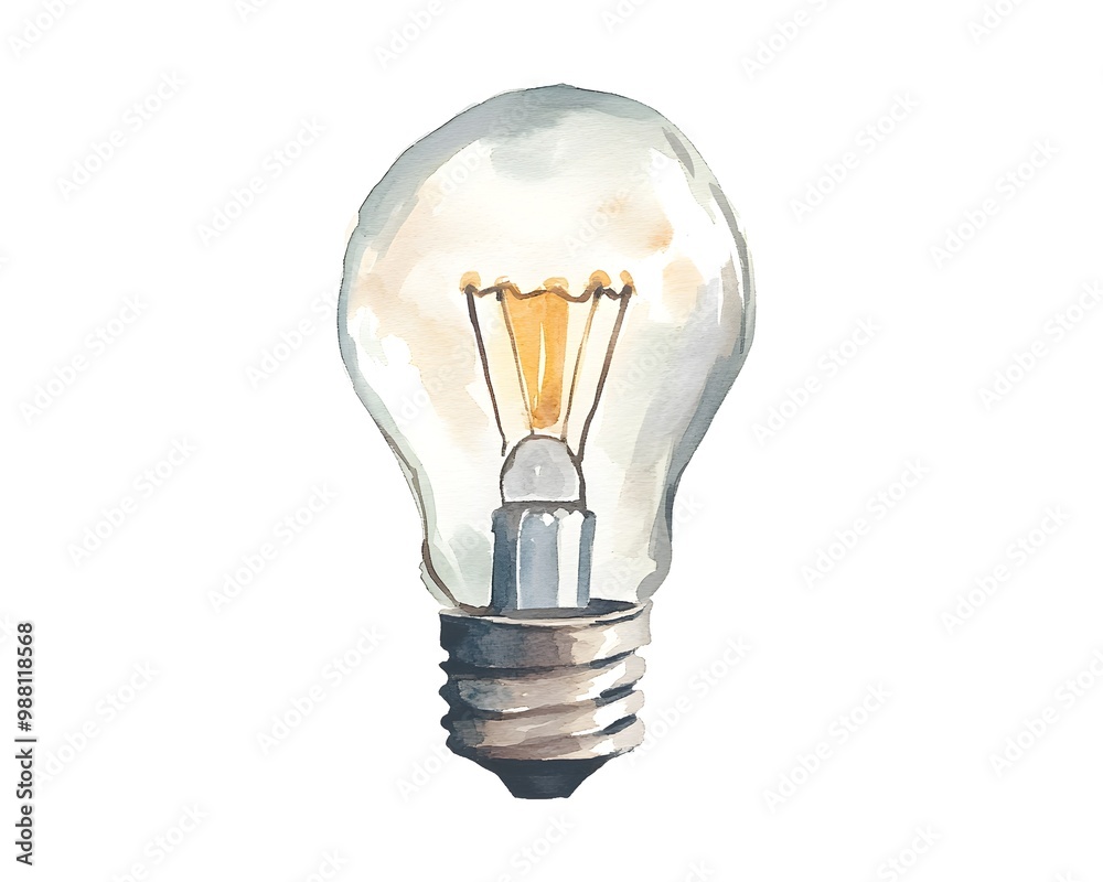 A towering light bulb radiates golden hues over a peaceful watercolor cityscape, illuminating skyscrapers and streets with a soft, magical glow A towering light bulb radiates golden hues over a peaceful watercolor cityscape, illuminating skyscrapers and streets with a soft, magical glow
