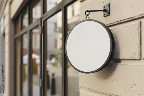 Mokup Circular Store Sign Design photo