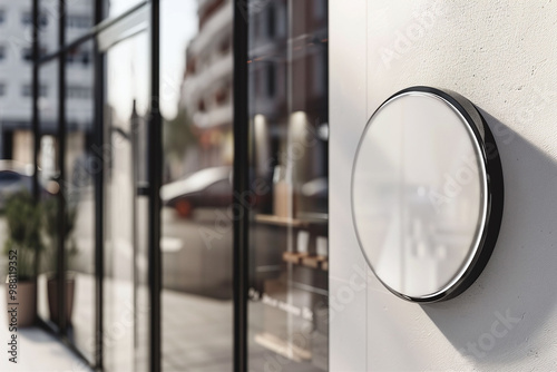Mokup Circular Store Sign Design photo