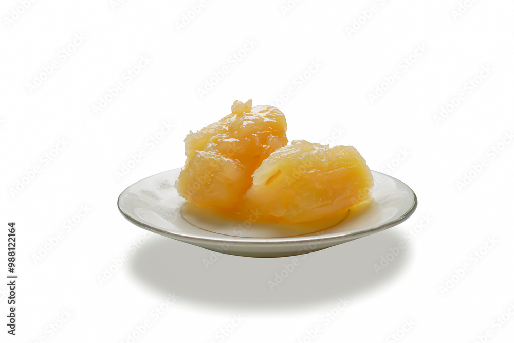 Thai tapioca dessert in a plate on a white background Thai tapioca dessert in a plate on a white background