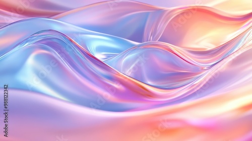 Abstract Pastel Pink, Blue and Orange Swirling Background - Liquid Texture, Iridescent, Shiny, Modern, Trendy.