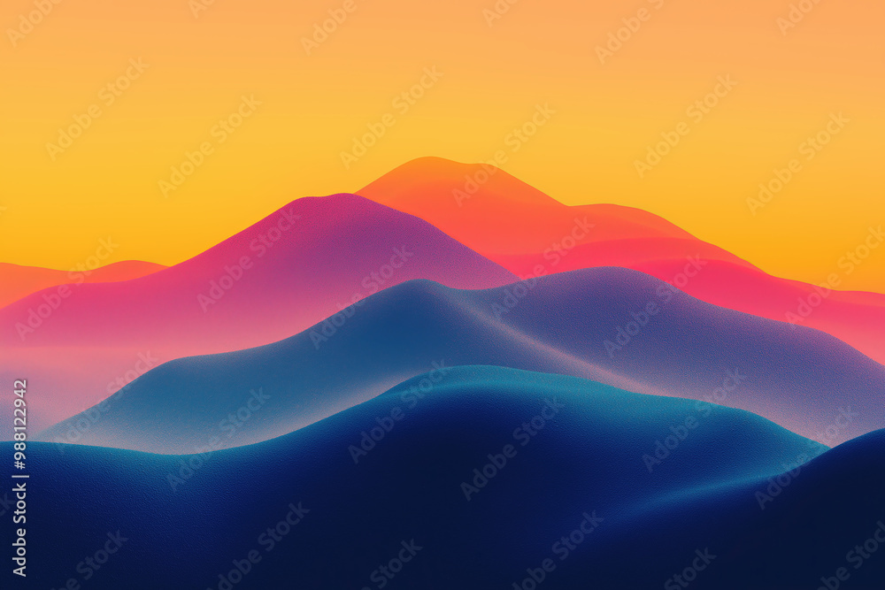 Abstract Sunset Landscape with Layered Hills Abstract Sunset Landscape with Layered Hills