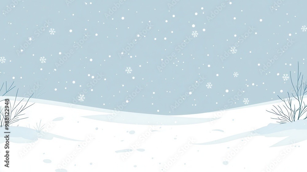Winter Landscape with Snow Falling Illustration - Blue and White Background. Winter Landscape with Snow Falling Illustration - Blue and White Background.