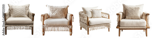 Elegant neutral toned armchairs with tasseled accents arranged in a cozy contemporary living room setting  Comfortable stylish seating for a modern home decor photo