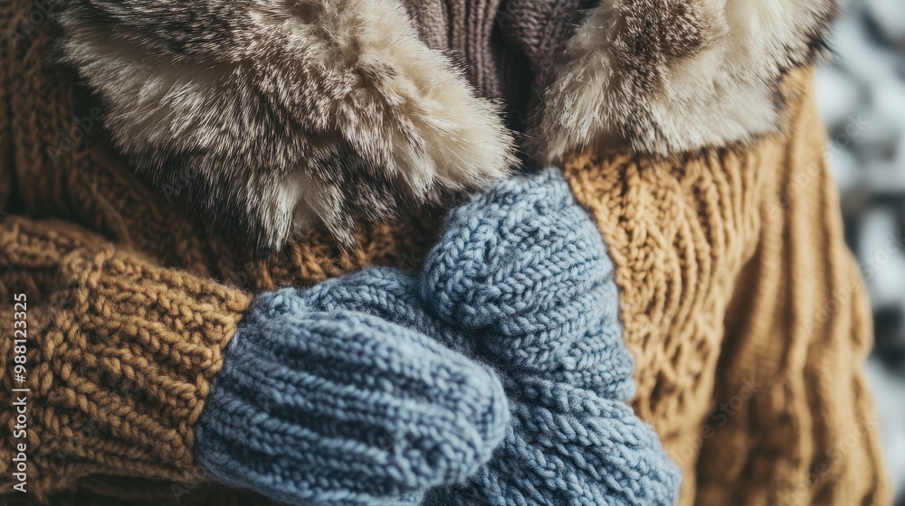 Cozy Winter Warmth: Knitted Gloves and Fur-Trimmed Mittens Cozy Winter Warmth: Knitted Gloves and Fur-Trimmed Mittens