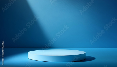 Abstract blue background with drop shadow and light. Backdrop for product presentation