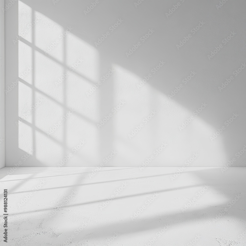 Minimalist White Room with Window Light and Shadow - Empty Room Interior Design. Minimalist White Room with Window Light and Shadow - Empty Room Interior Design.