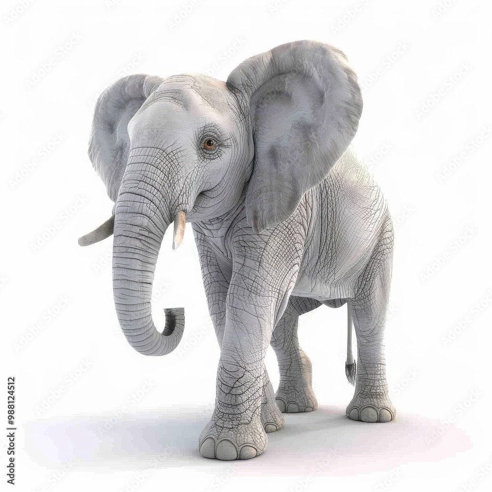 Fototapeta premium Cute Cartoon Elephant Character in 3D Rendering