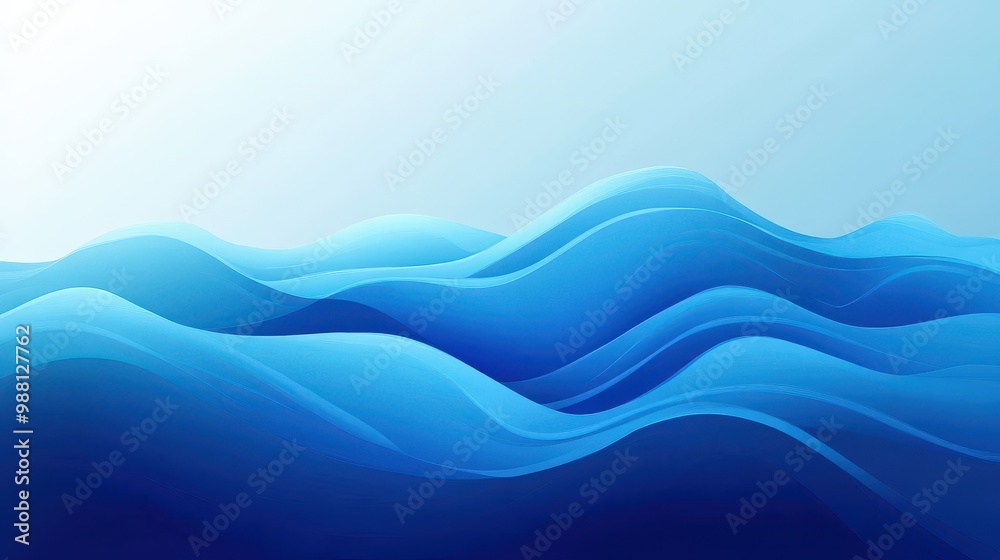 Abstract Blue Waves Background with Copy Space - Minimalist Digital Illustration. Abstract Blue Waves Background with Copy Space - Minimalist Digital Illustration.