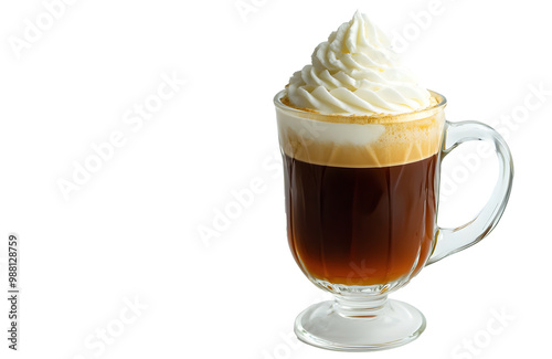 glass of cappuccino with cream with transparent background, PNG file