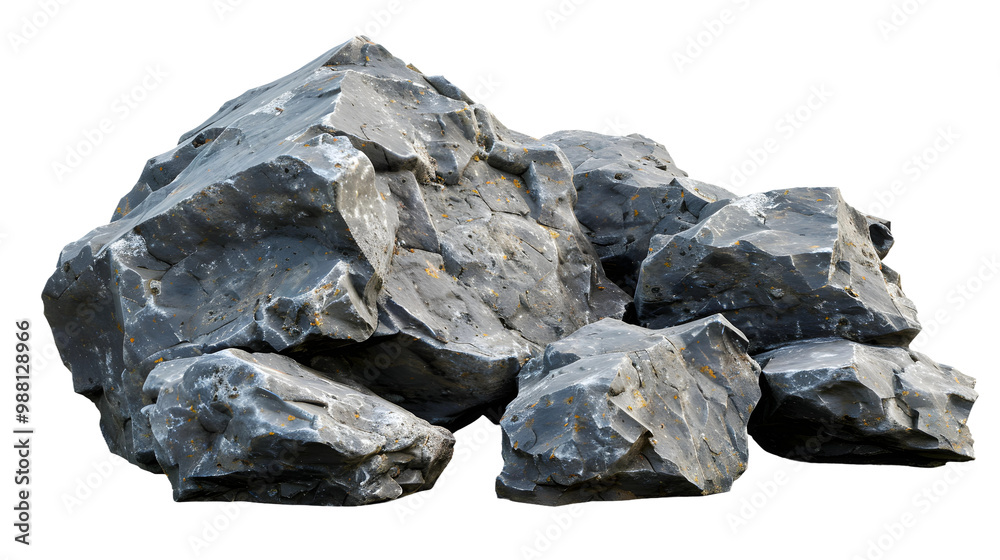 Geometric Rock Concrete Shape on Transparent Background - 3D Rendering Geometric Rock Concrete Shape on Transparent Background - 3D Rendering