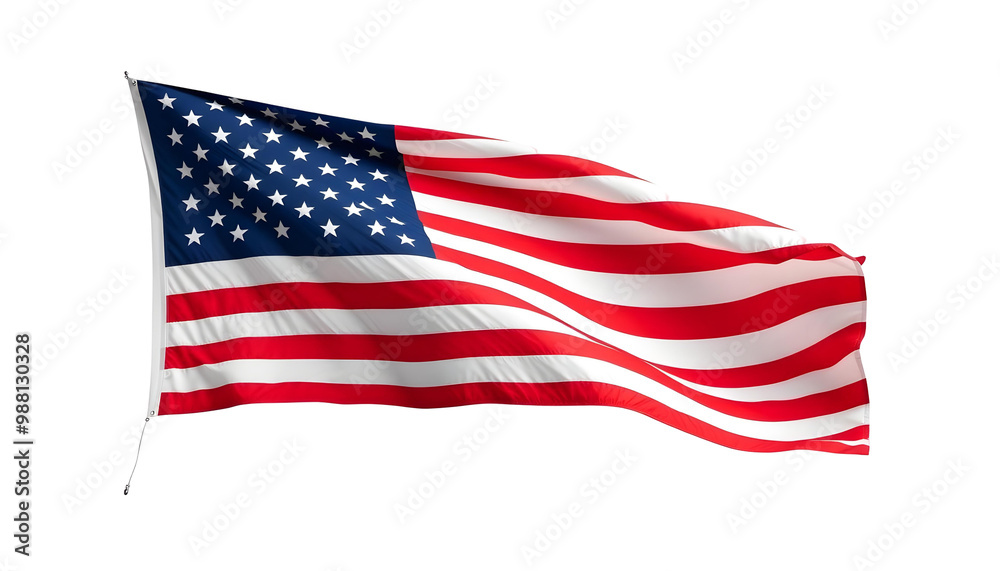 3d rendering of American flag waving in the wind isolated on transparent background. 3d rendering of American flag waving in the wind isolated on transparent background.