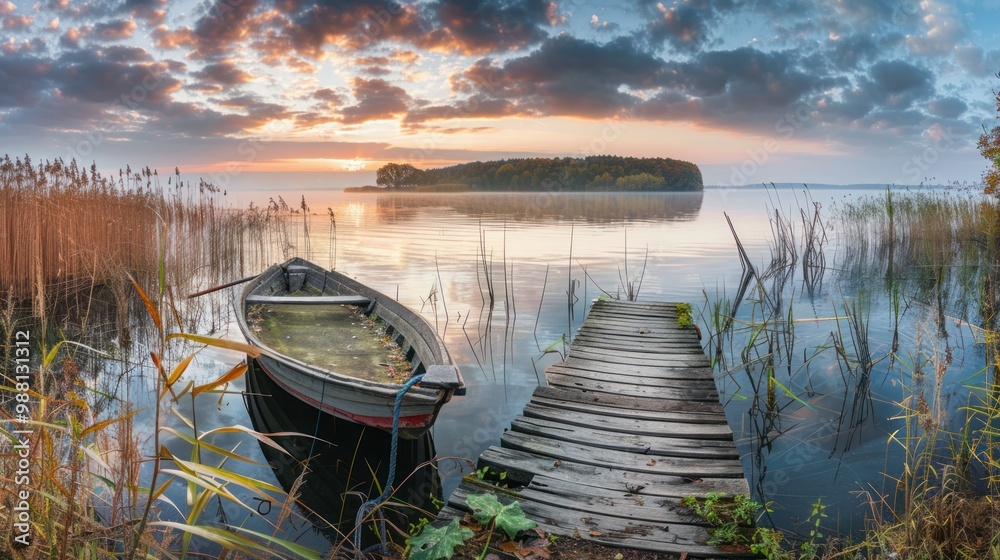 Tranquil Sunrise on a Still Lake Tranquil Sunrise on a Still Lake