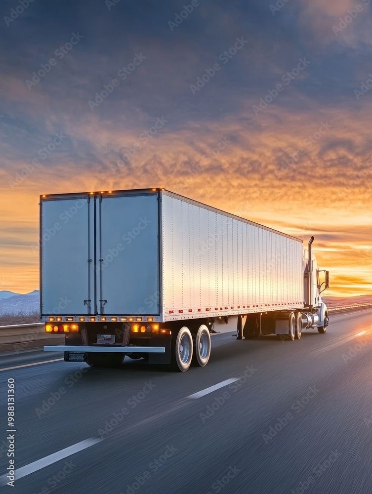 Semi-Truck on the Highway at Sunset, capturing the essence of transportation, logistics, freedom, journey, and sunset. Semi-Truck on the Highway at Sunset, capturing the essence of transportation, logistics, freedom, journey, and sunset.