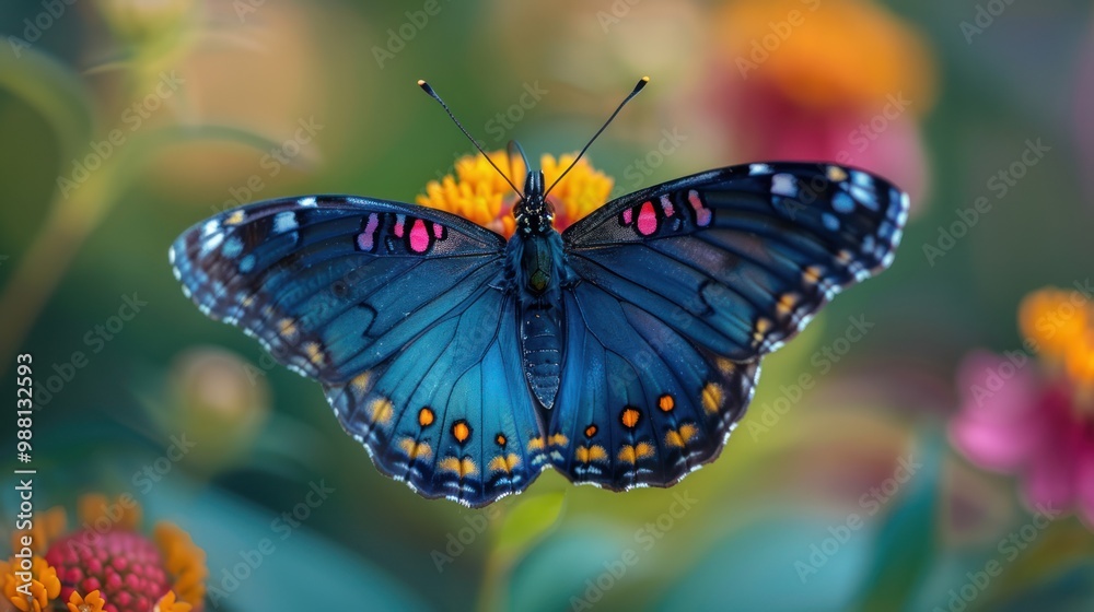 Obraz premium Blue Morpho Butterfly in Bloom