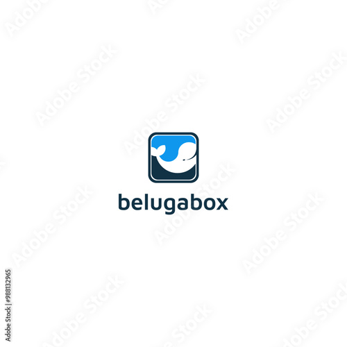 modern blue sea beluga (whale) mascot logo photo