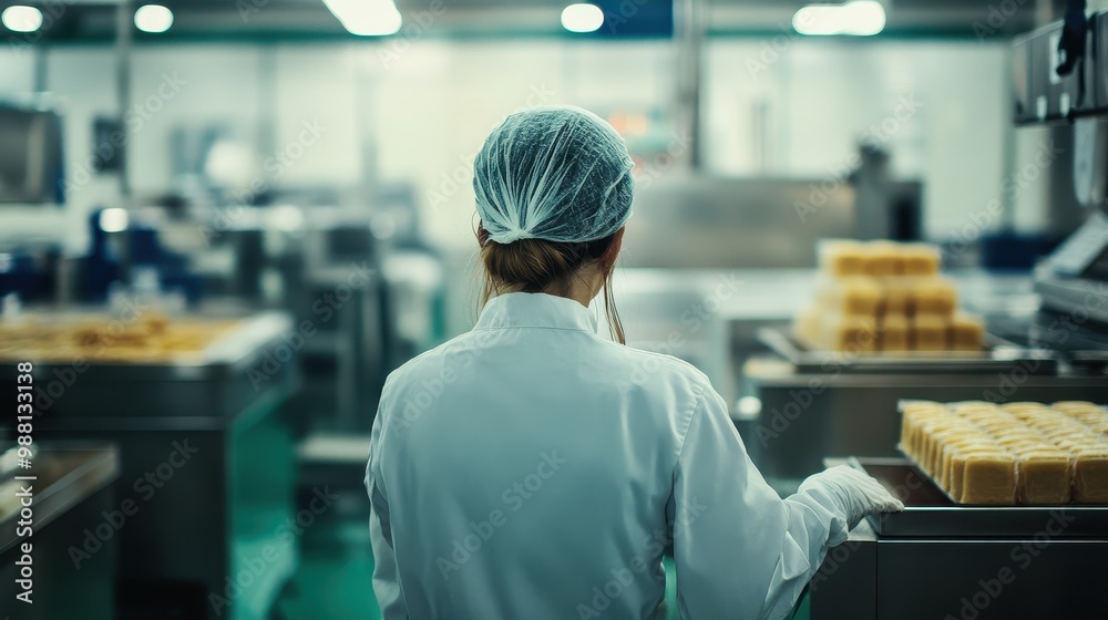 Worker in commercial kitchen, focus on back of chef's uniform Worker in commercial kitchen, focus on back of chef's uniform