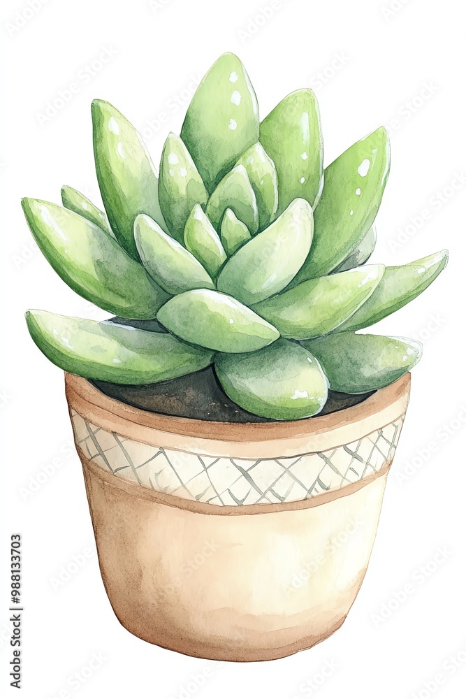 Single potted succulent plant in a decorative pot Single potted succulent plant in a decorative pot