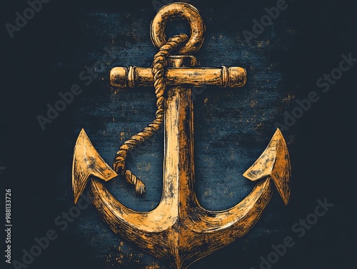 Hand Drawn Anchor Nautical Illustration photo