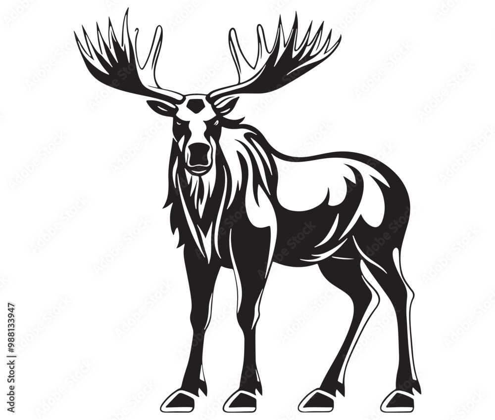 Fototapeta premium Moose silhouette, Moose illustration vector, American moose