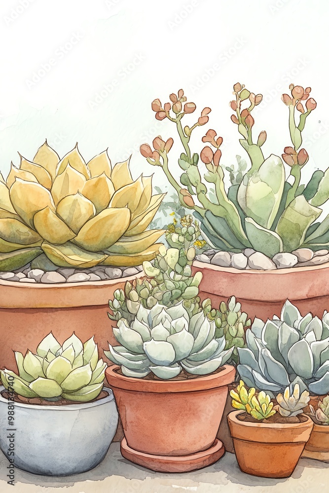 Fototapeta premium Succulent garden with miniature cacti