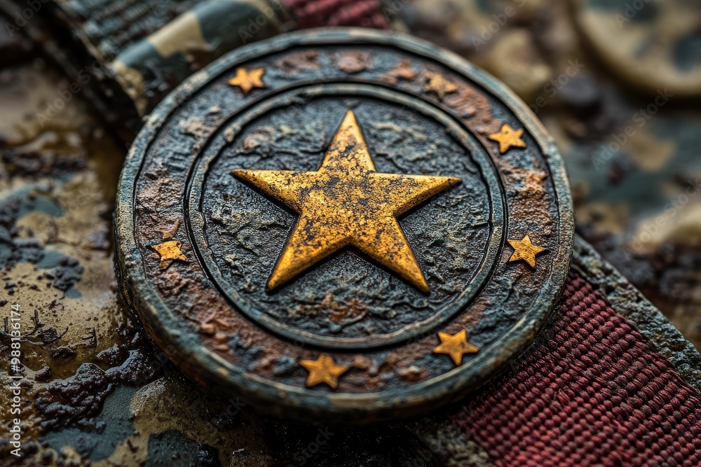Rustic Metal Medallion with Star Design