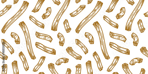 doodle french fries background. French fries pattern background. seamless pattern French fries background. french fries doodle background for packaging.