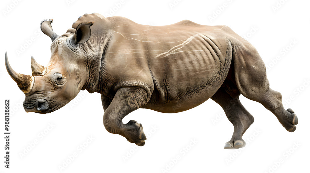 Majestic Running Rhino Isolated on White Background with Transparency Majestic Running Rhino Isolated on White Background with Transparency