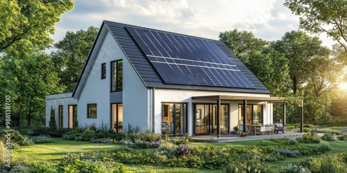 Modern Split-Level Homes with Solar Panels. Eco-Friendly Architecture in California and Arizona, Showcasing Sustainable Living Amidst Stunning Landscapes and Sunlit Environments.