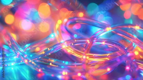 Vibrant Twisted Light Strand, a mesmerizing display of colorful, glowing lights weaving together in a captivating, dynamic formation, creating a festive and enchanting atmosphere.