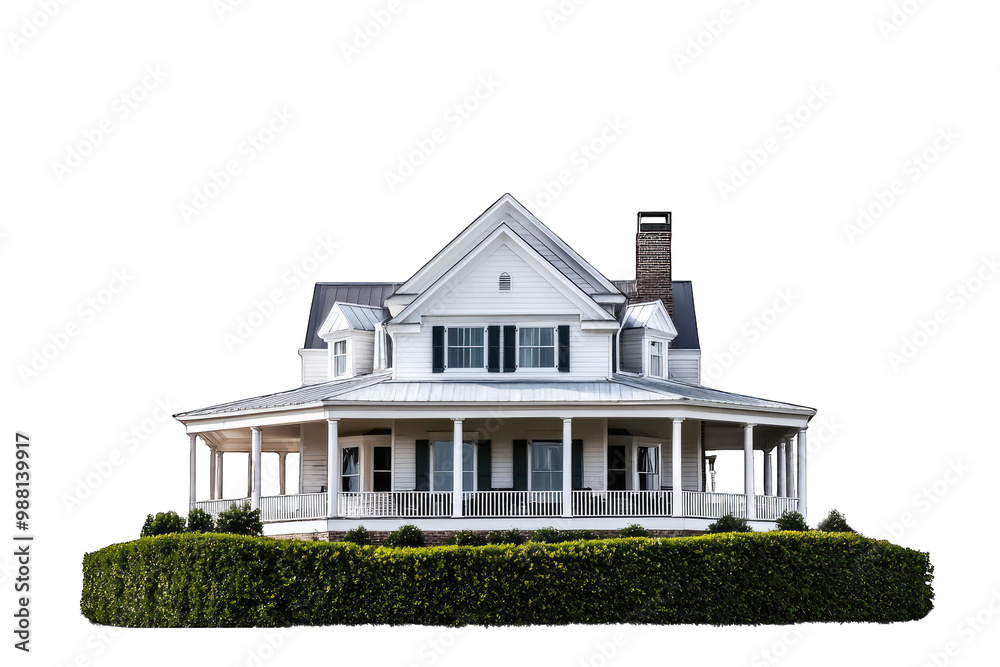 Charming white house with a porch, surrounded by greenery, showcasing classic architectural design and peaceful ambiance. Charming white house with a porch, surrounded by greenery, showcasing classic architectural design and peaceful ambiance.