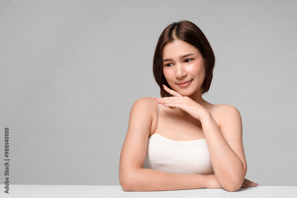 Beautiful young asian woman with clean fresh skin on face . Girl facial treatment . Cosmetology , beauty and spa. Beautiful young asian woman with clean fresh skin on face . Girl facial treatment . Cosmetology , beauty and spa.