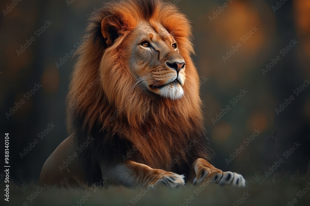 Majestic Lion with Golden Mane in Natural Habitat Majestic Lion with Golden Mane in Natural Habitat