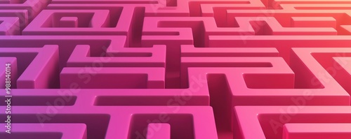 Creative business concept presented as a maze with different paths leading to success, strategy, problemsolving in business